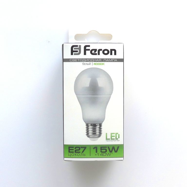 Лампа светодиодная LED 15вт А60 белая 230в Feron