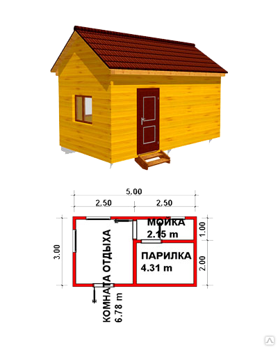 Баня из бруса проекты 5х3