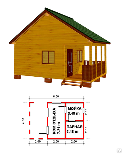 Баня из профилированного бруса, проект № 5 Каталог домов