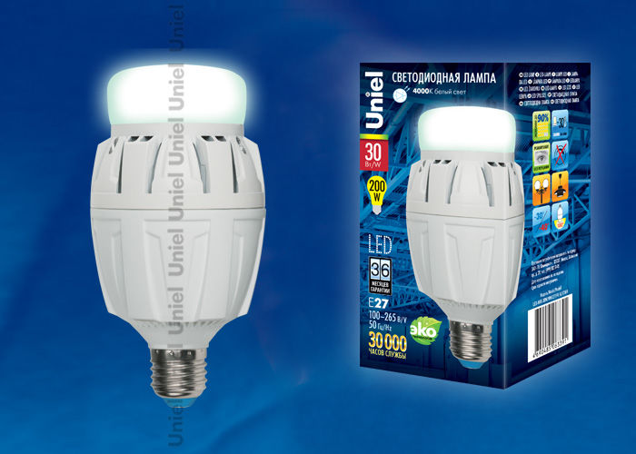 Лампа светодиодная LED-M88-30W/NW/E27/FR ALV01WH Uniel 08981