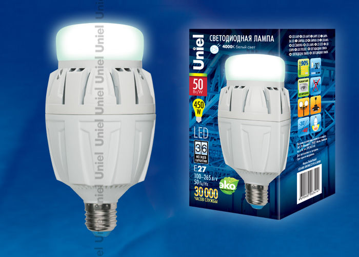Лампа светодиодная LED-M88-50W/NW/E27/FR ALV01WH Uniel 08979