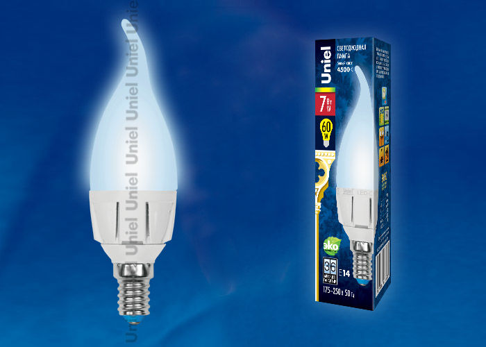 Лампа светодиодная LED-CW37-7W/NW/E14/FR PLP01WH картон