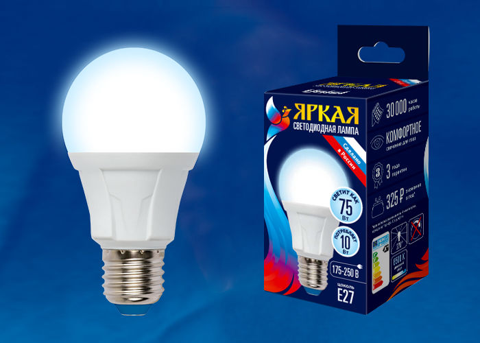 Лампы светодиодные LED-A60 10W/DW/E27/FR PLP01WH картон Uniel