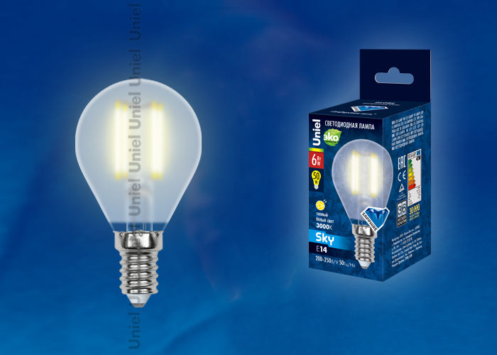 Лампа светодиодная LED-G45-6W/WW/E14/FR PLS02WH Uniel UL-00000303