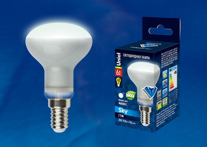 Лампы светодиодные LED-R50-6W/NW/E14/FR PLS02WH картон Uniel