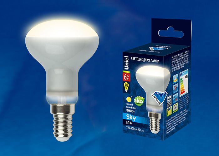 Лампы светодиодные LED-R50-6W/WW/E14/FR PLS02WH картон Uniel
