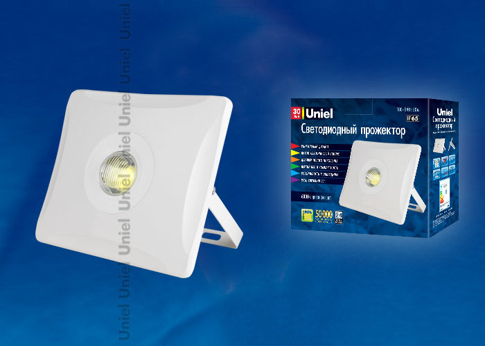 Прожекторы светодиодные ULF-F11-30W/DW IP65 180-240В WHITE картон Uniel