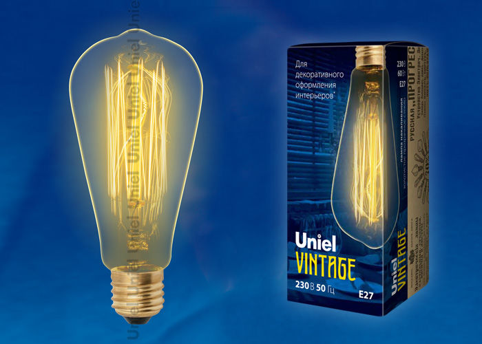 Лампа ретро VINTAGE IL-V-ST64-60/GOLDEN/E27 VW02 Uniel UL-00000482