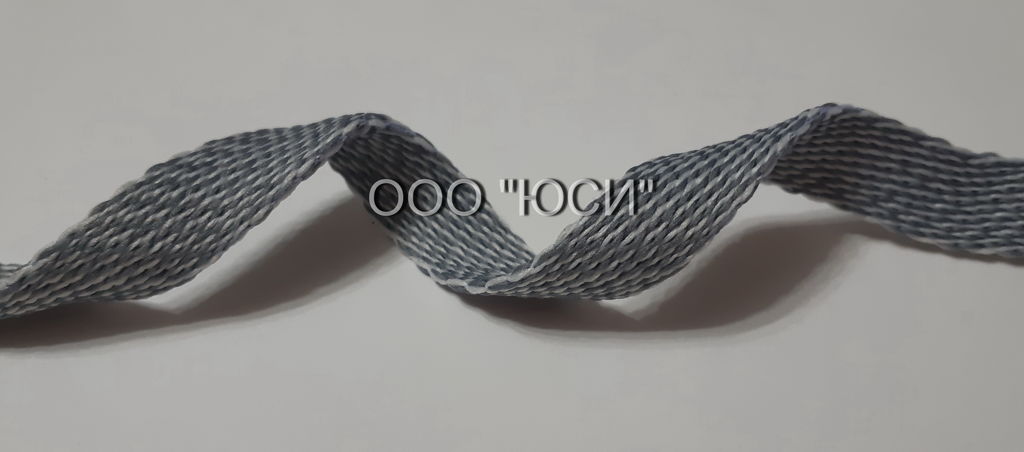 Шнур плоский полиэфирный 15 мм серый меланж 100 м