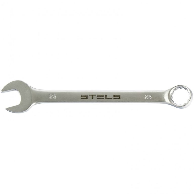 Ключ комбинированный 23 мм, CrV, матовый хром Stels