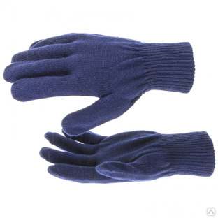 Перчатки трикотажные, акрил, синий, двойная манжета Россия Сибртех #1