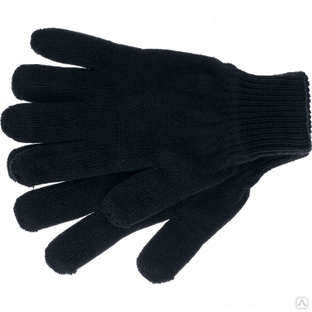 Перчатки трикотажные, акрил, черный, двойная манжета Россия Сибртех #1