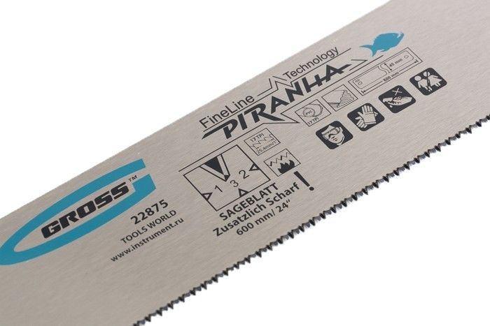 Пильное полотно для прецизионного стусла "Piranha", 600 мм, каленый зуб 3D, 18 TPI Gross 4