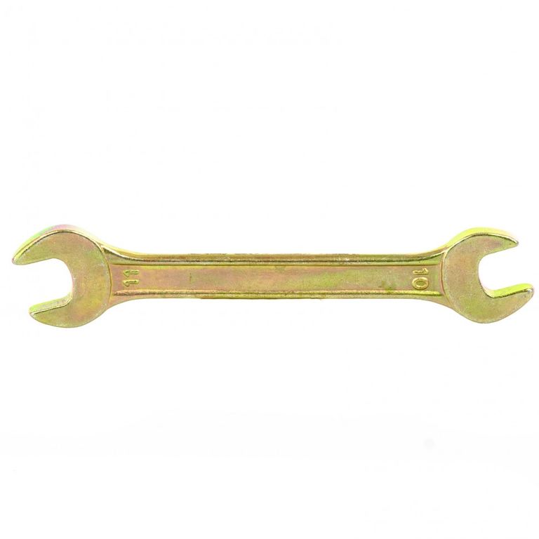 Ключ рожковый 10 х 11 мм, желтый цинк Сибртех