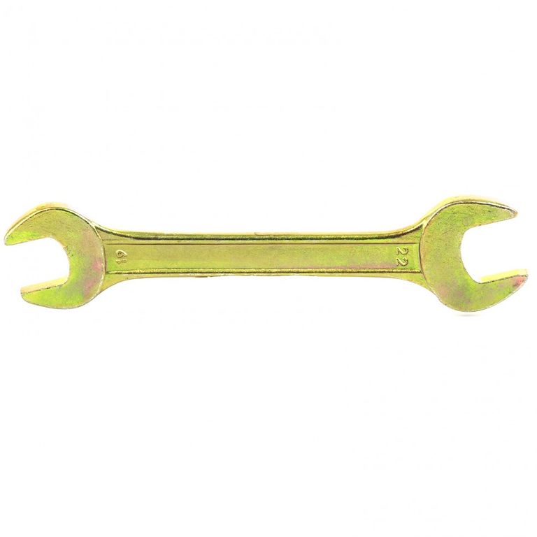 Ключ рожковый 19 х 22 мм, желтый цинк Сибртех