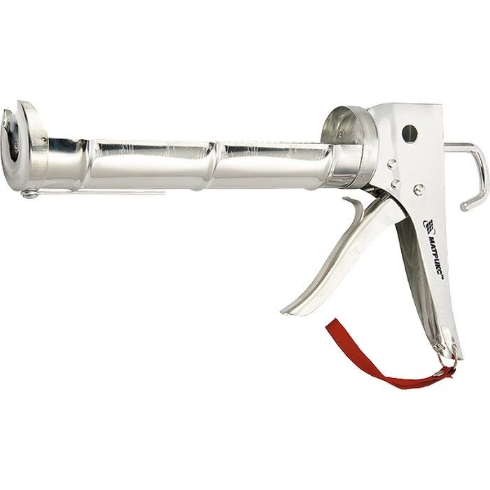 Пистолет для герметика, 310 мл, " полуоткрытый ", хромированный, зубчатый шток 7 мм Matrix