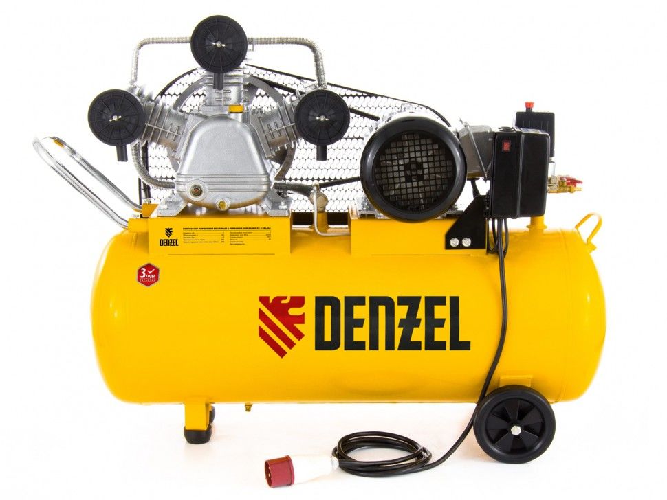 Компрессор масляный PC 3/100-504, ременный, производительность 504 л/м, мощность 3 кВт Denzel 1