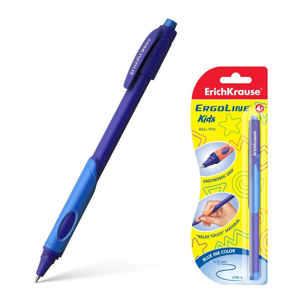 Шариковая ручка ErichKrause ErgoLine Kids Stick&Grip Neon Ultra Glide Technology