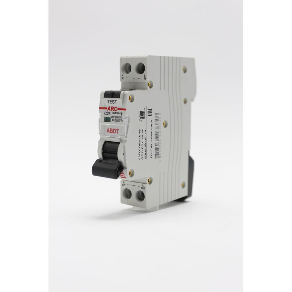 Автоматический выключатель дифференциального тока AKEL АВДТ ARC-1P+N-C25-30mA-ТипAC