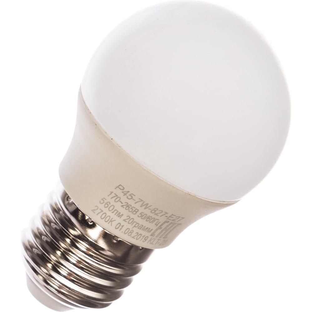 Светодиодная лампа ЭРА LED smd P45-7w-827-E27