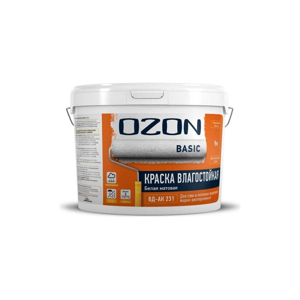 Влагостойкая интерьерная акриловая краска OZON ВД-АК 231