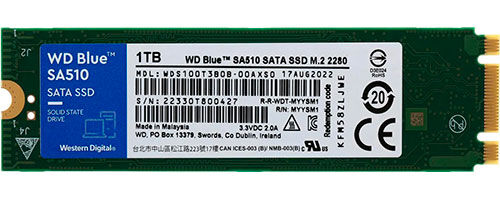 SSD накопитель Western Digital Blue M.2 SA510 1000 ГБ SATA III (WDS100T3B0B)