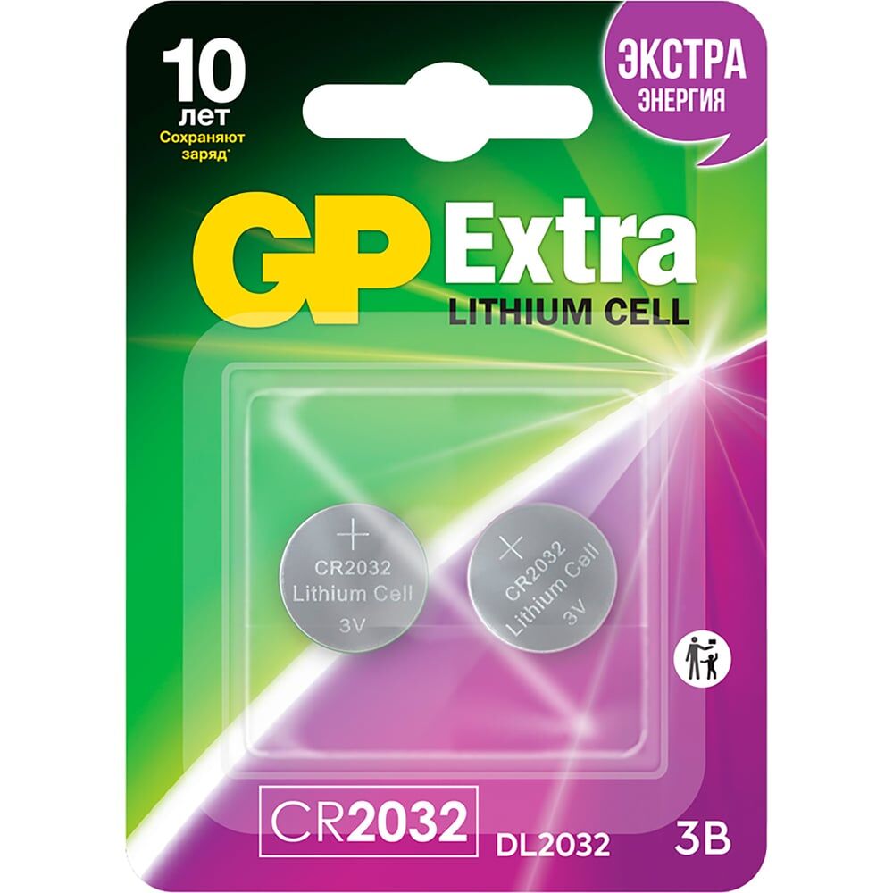 Литиевая дисковая батарейка GP Lithium CR2032