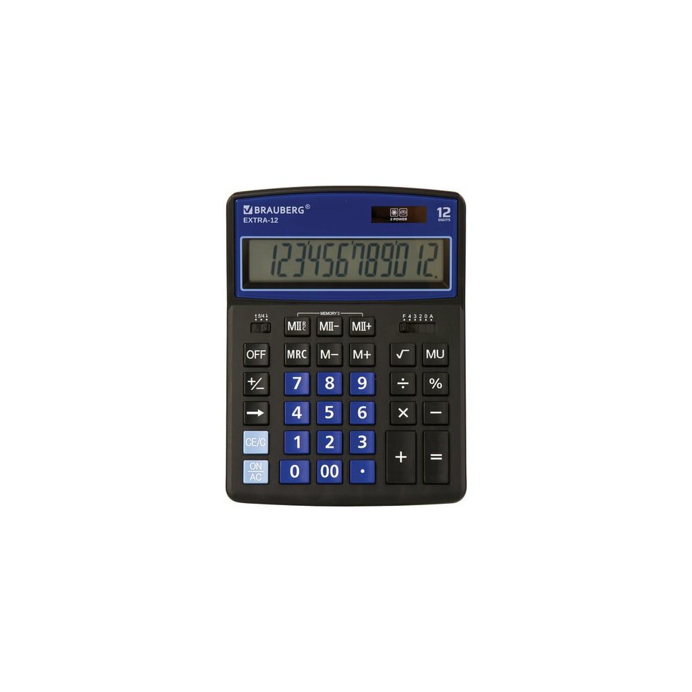 Настольный калькулятор BRAUBERG EXTRA-12-BKBU