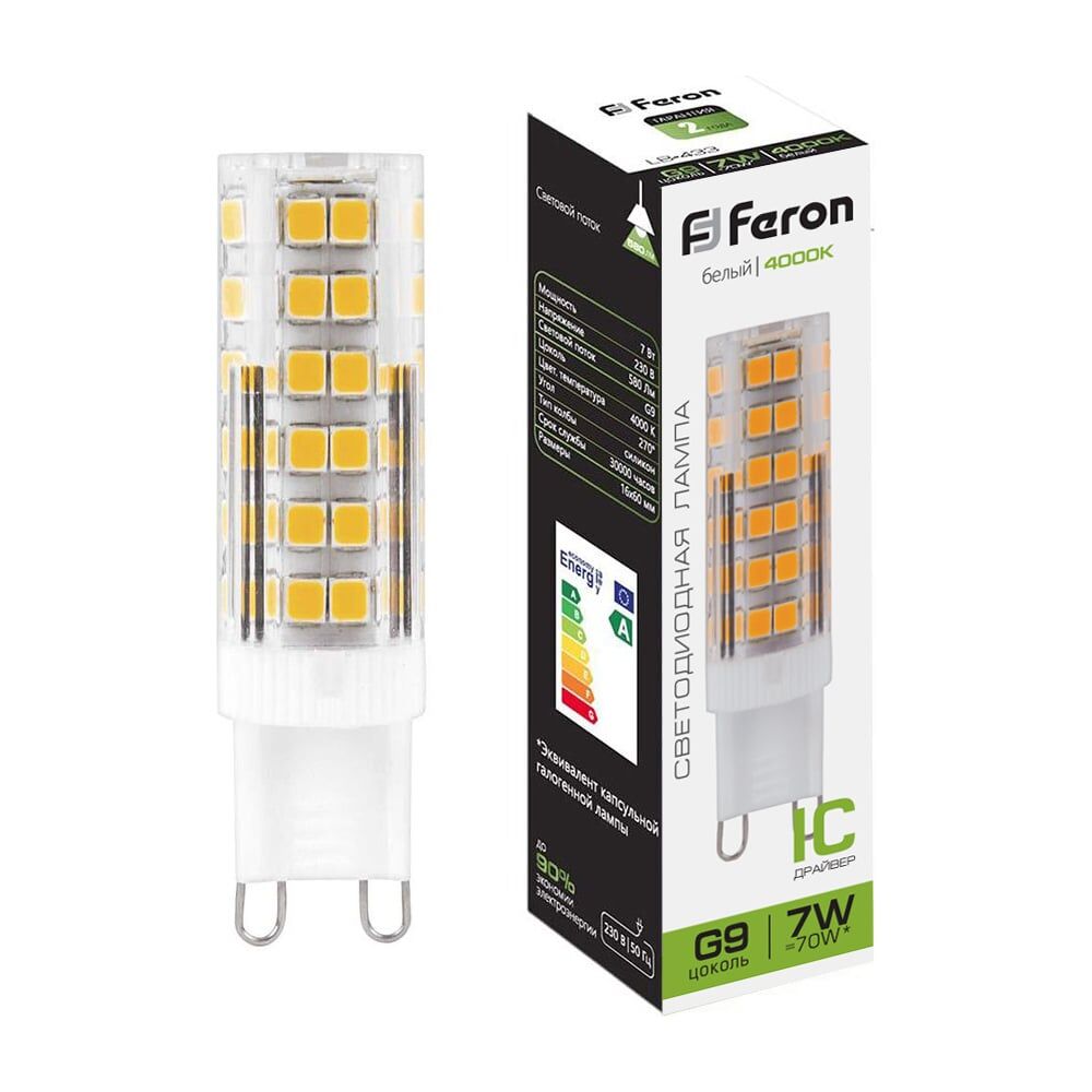 Светодиодная лампа FERON LB-433 7W 230V G9 4000K