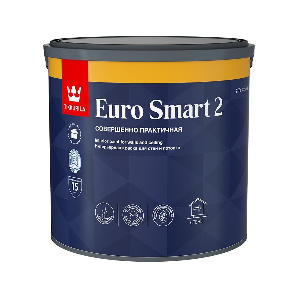 Интерьерная краска для стен и потолка Tikkurila EURO SMART 2