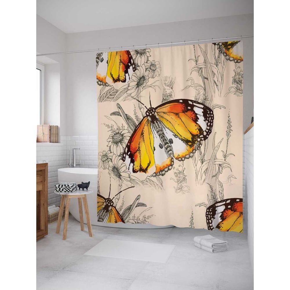 Шторка-занавеска для ванной JOYARTY Радость бабочки