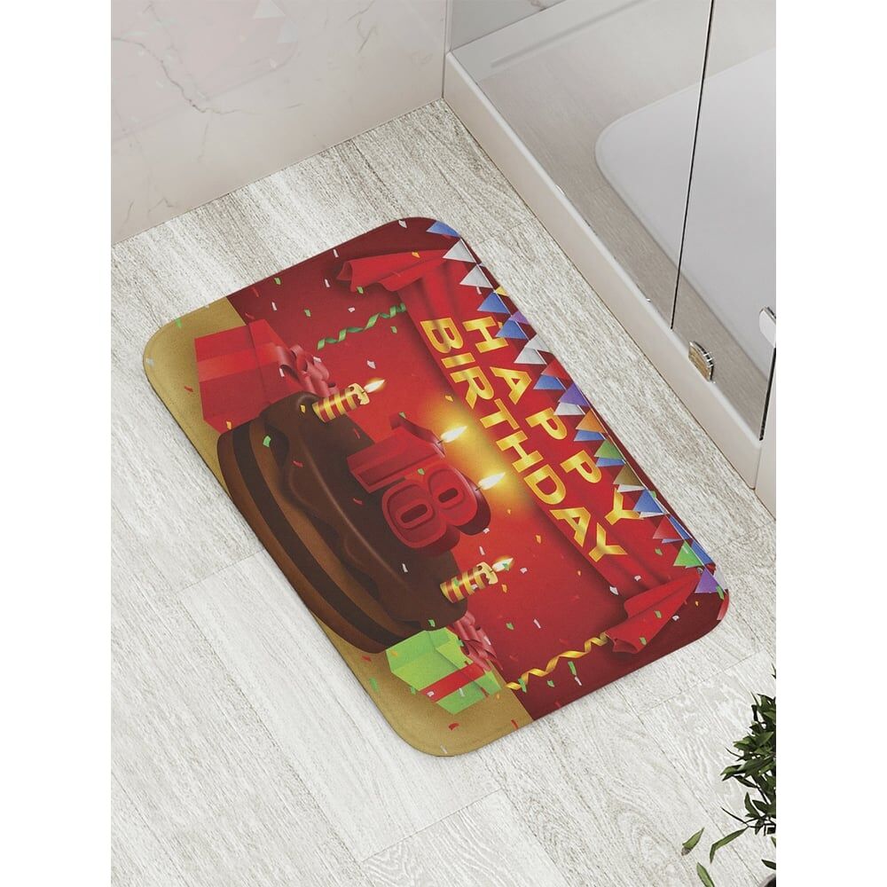 Противоскользящий коврик для ванной, сауны, бассейна JOYARTY Торт на совершеннолетие