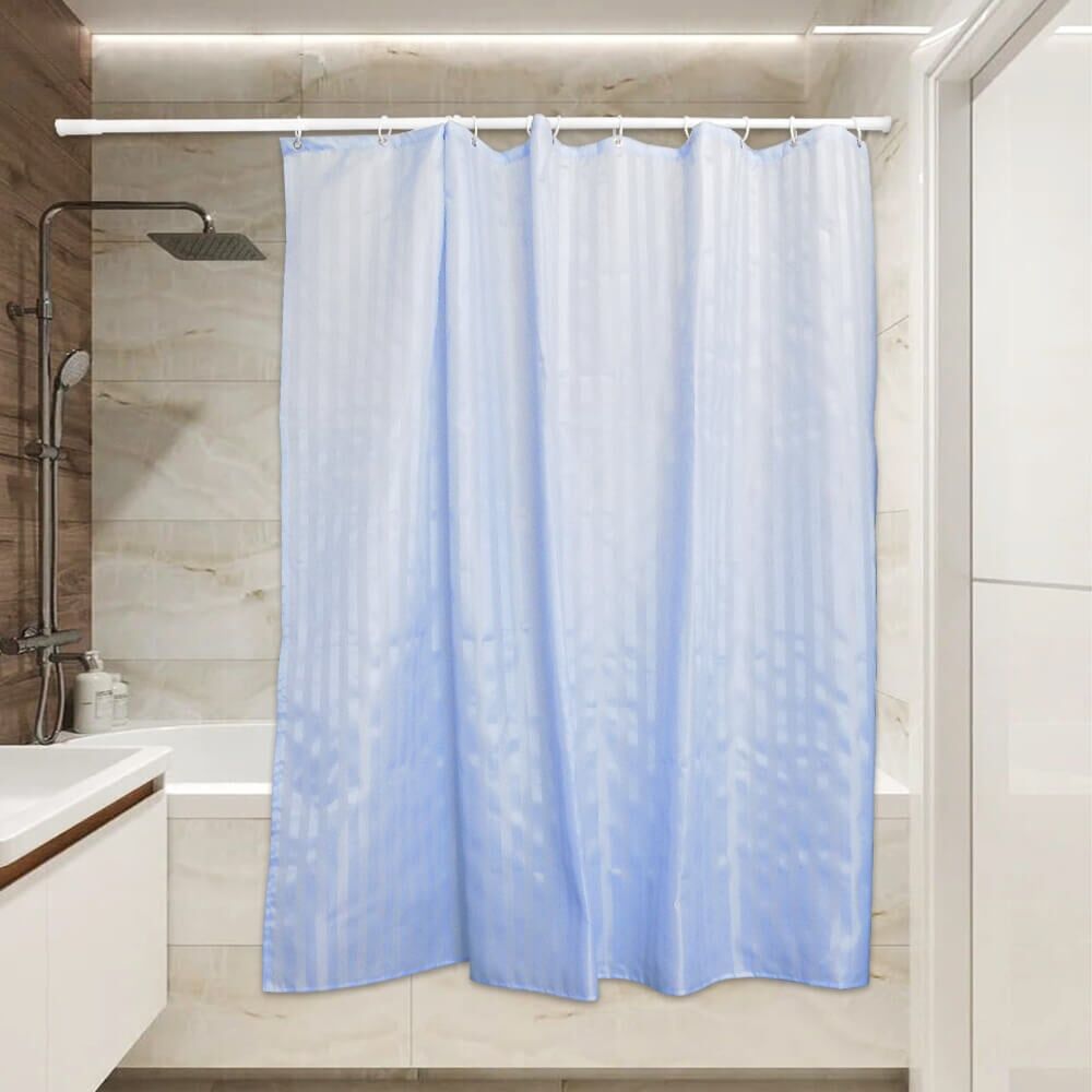 Тканевая штора для ванной Сантис pe-405 (голубой сатин) 90 gsm 180x180 см