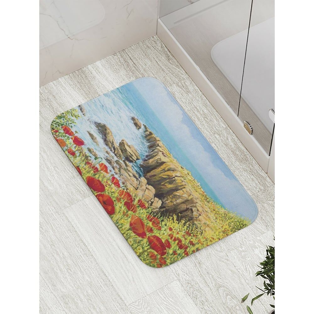 Противоскользящий коврик для ванной, сауны, бассейна JOYARTY Скальные морские цветы
