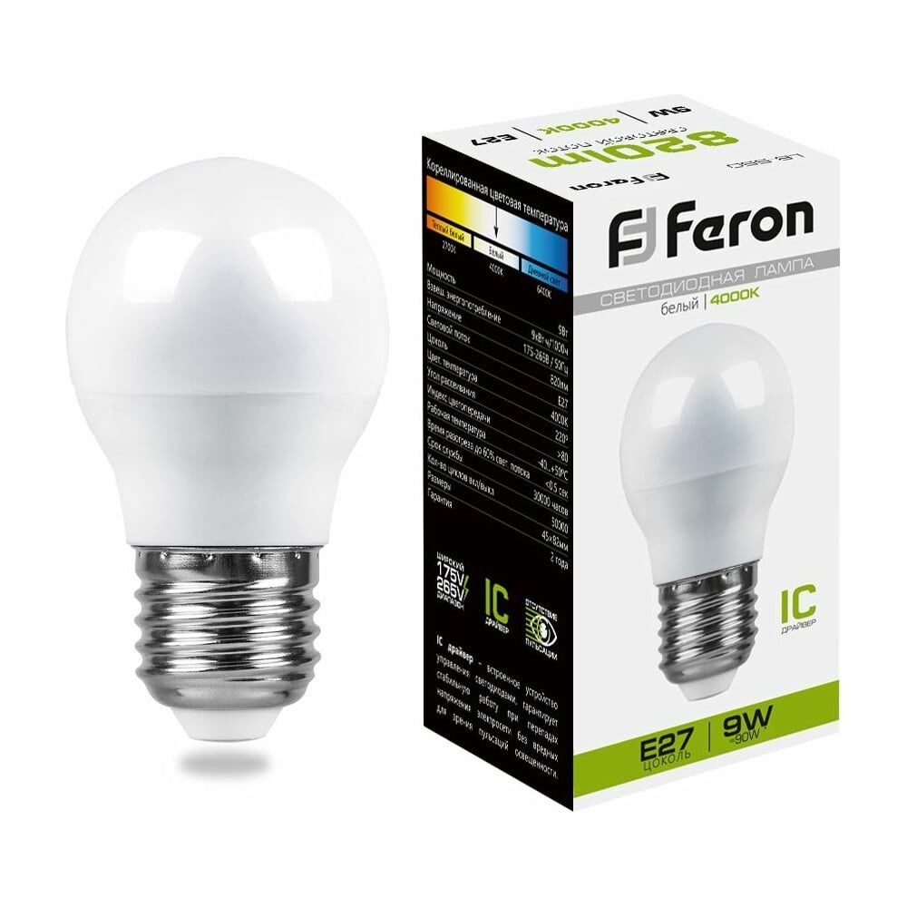 Светодиодная лампа FERON LB-550 9W 230V E27 4000K