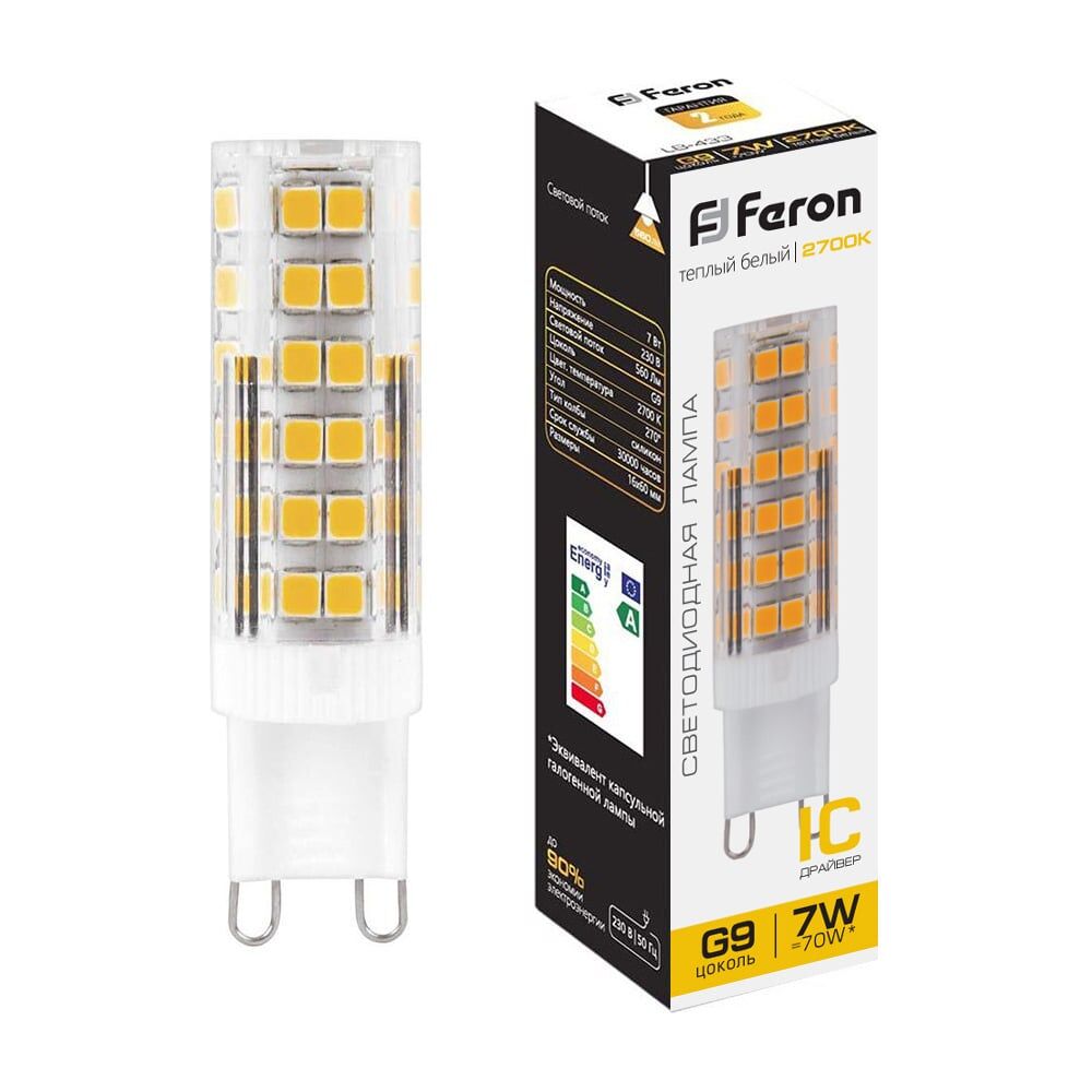 Светодиодная лампа FERON LB-433 7W 230V G9 2700K