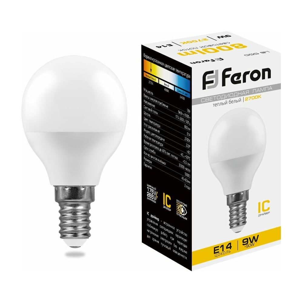 Светодиодная лампа FERON LB-550 9W 230V E14 2700K