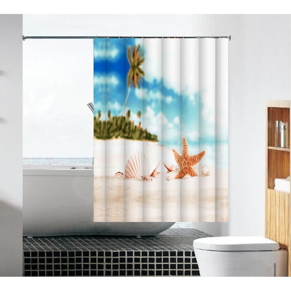 Тканевая шторка для ванной комнаты MELODIA Морская звезда MZ-105