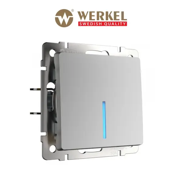 Выключатель Werkel одноклавишный с подсветкой (серебряный) W1110106