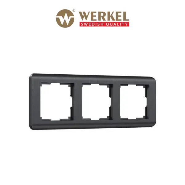 Рамка для розеток и выключателей Werkel на 3 поста цвет графит