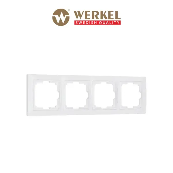 Рамка для розеток и выключателей Werkel на 4 поста белый, basic