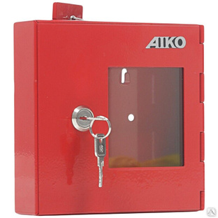 Ключница пожарная Aiko Key-1 Fire на 1 ключ, 175х162х40 мм, ключевой замок, металл, красный, со стеклом и молоточком 