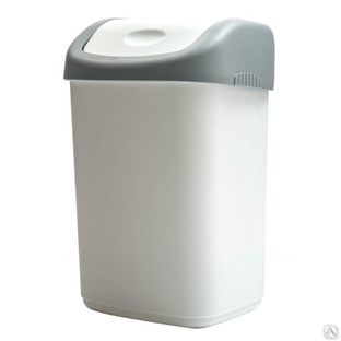 Ведро-контейнер для мусора (урна) OfficeClean, 14 л, качающаяся крышка, пластик, серое #1