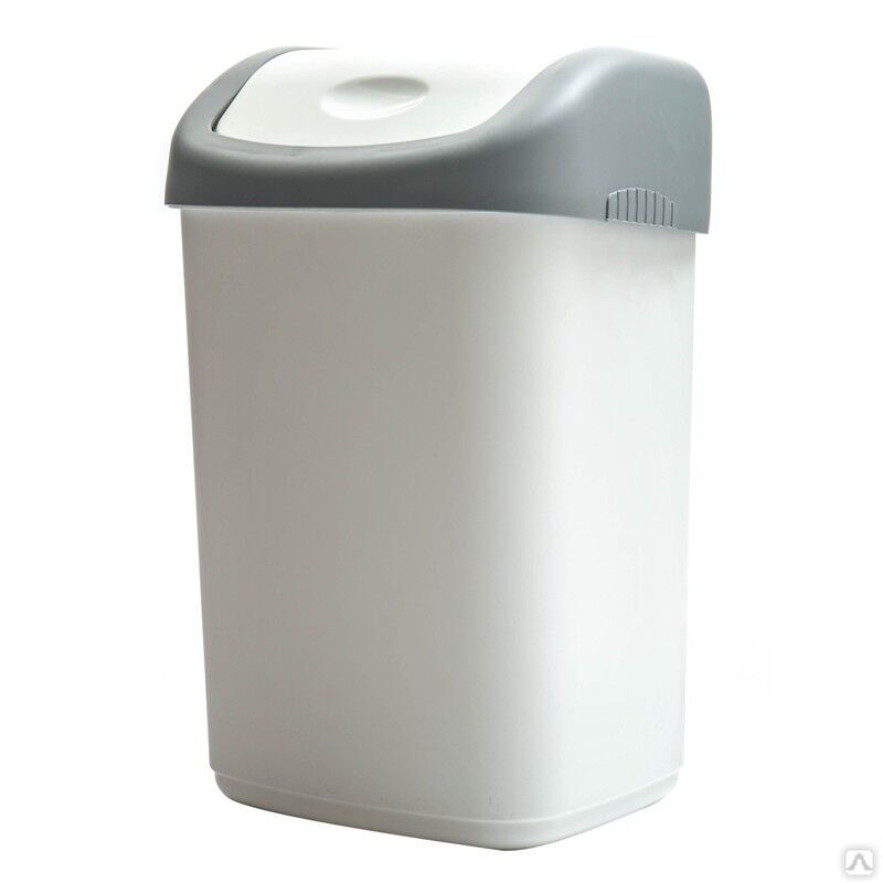 Ведро-контейнер для мусора (урна) OfficeClean, 14 л, качающаяся крышка, пластик, серое