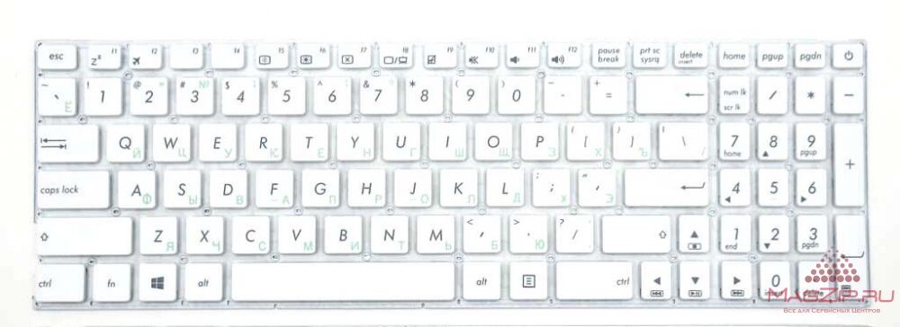 Клавиатура для ноутбука ASUS X540, X540L, X540LA, X540CA, X540SA белая, без рамки