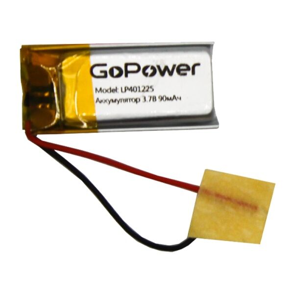 Аккумулятор Li-Pol LP401225 PK1 3.7V 90mAh (толщ.4,0мм, шир.12мм, дл.25мм) "GoPower"
