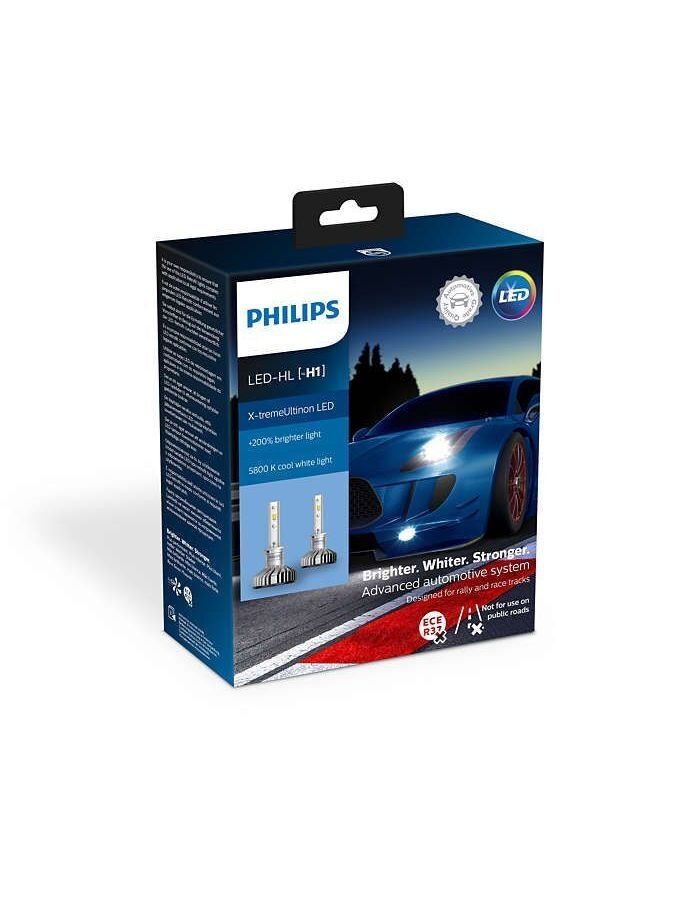 Лампа автомобильная PHILIPS H1 LED Air Cool, X-treme Ultinon LED 2шт., 11258XUX2 Philips