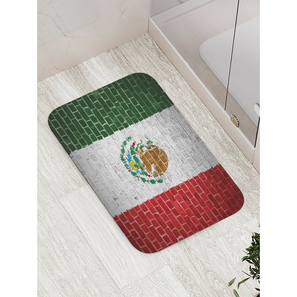 Противоскользящий коврик для ванной, сауны, бассейна JOYARTY Флаг и герб Мексики