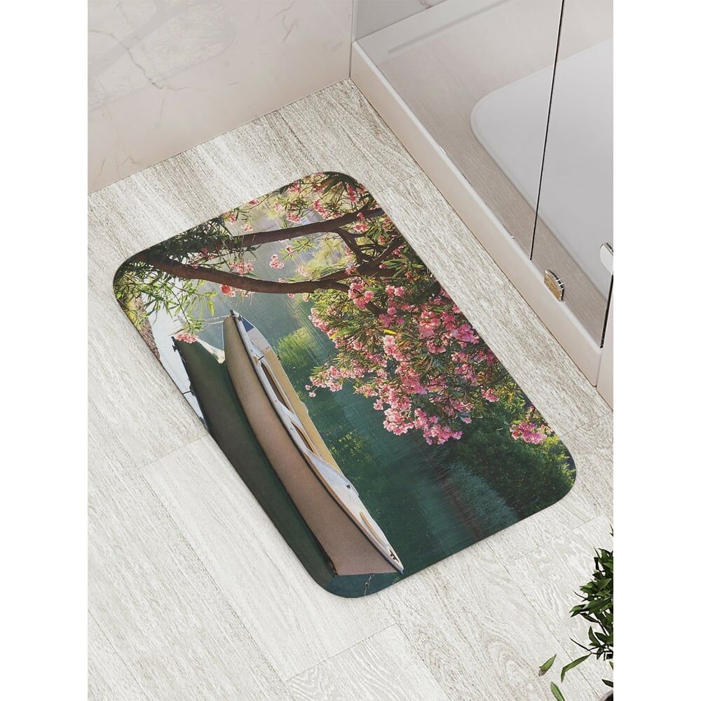 Противоскользящий коврик для ванной, сауны, бассейна JOYARTY Лодка под цветущим деревом