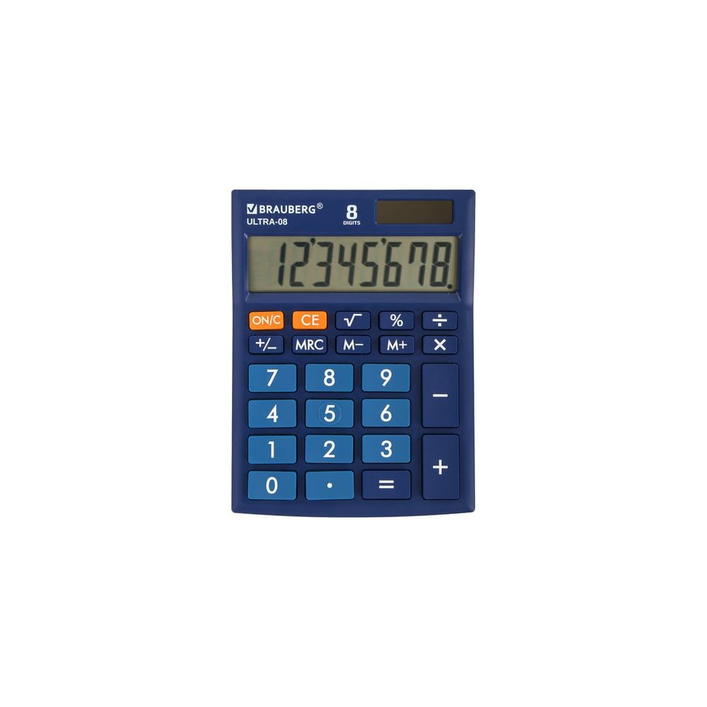 Настольный компактный калькулятор BRAUBERG ULTRA-08-BU